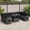 vidaXL Garden Sofa Set Black PE Rattan Adjustable Armrests
