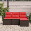 vidaXL Garden Sofa Set with Cushion 4 pcs Brown Poly Rattan