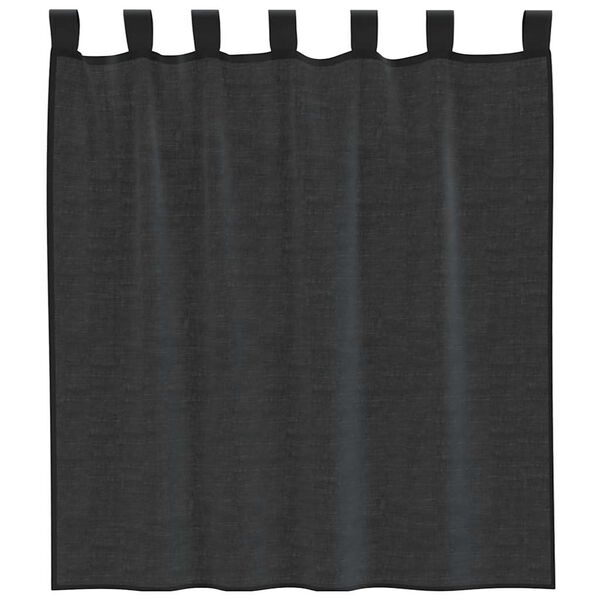 vidaXL Voile Curtains with Tab Top 2 pcs Black