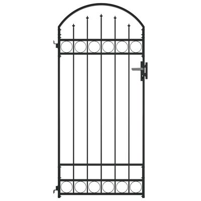 vidaXL Fence Gate with Arched Top Steel 35"x78.7" Black