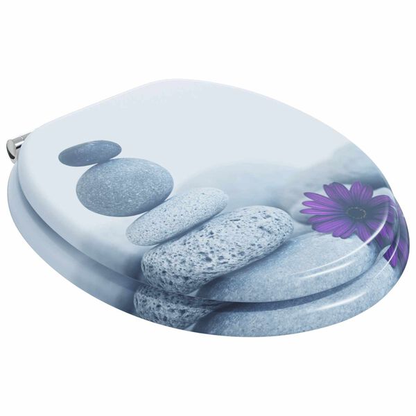 vidaXL WC Toilet Seats 2 pcs with Soft Close Lids MDF Pebbles Design (2x143935)