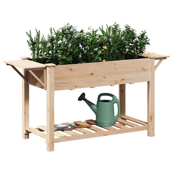 vidaXL Garden Planter Beige 61.02 x 23.23 x 30.12 in Solid Fir Wood