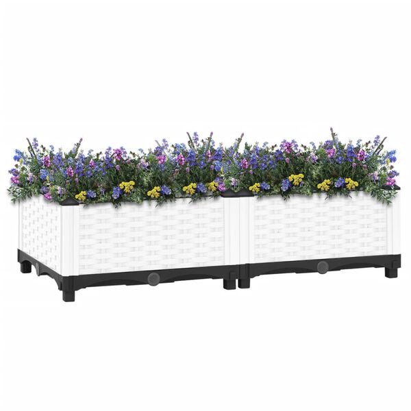 vidaXL Raised Bed White Polypropylene Medium Raised Bed Rectangular
