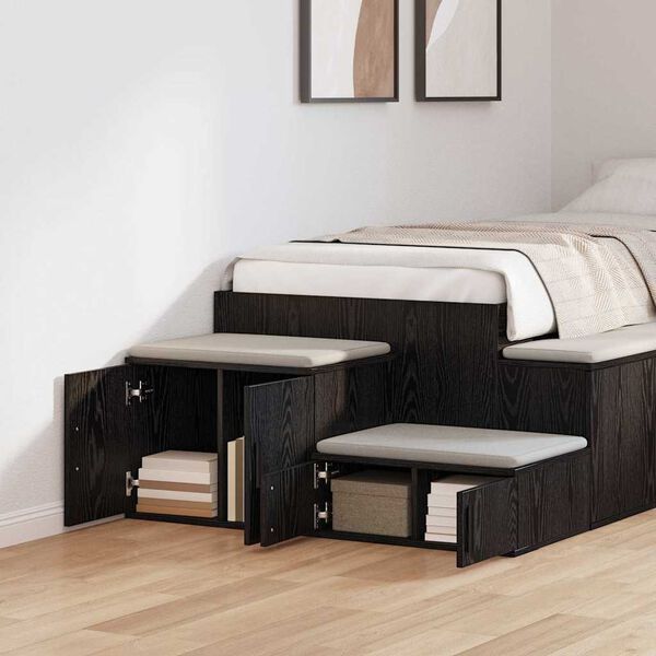 vidaXL Storage Cabinet 2 pcs Black Oak 40.55 x 16.14 x 15.75 in