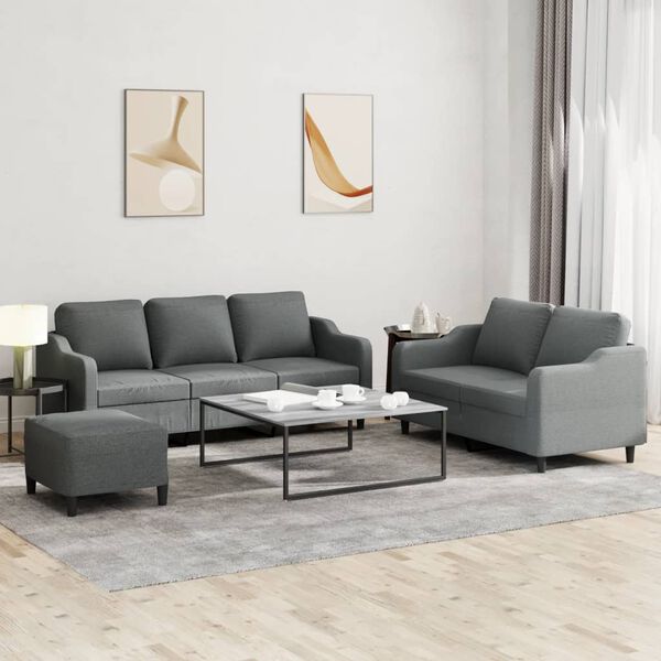 vidaXL Sofa Set Dark Grey Fabric (100% polyester), metal, textilene, plywood