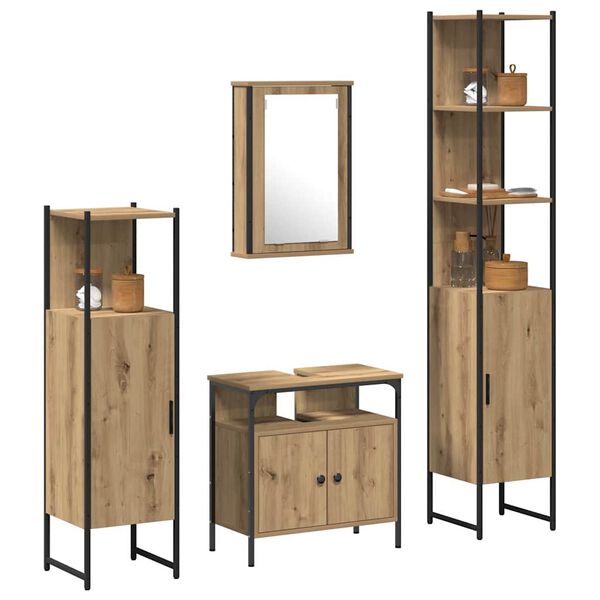 vidaXL Bathroom Furniture Set 4 pcs artisan oak Engineered wood