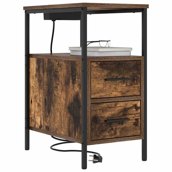 vidaXL Bedside Cabinet 2 pcs Smoked Oak 11.81 x 18.90 x 24.02 in