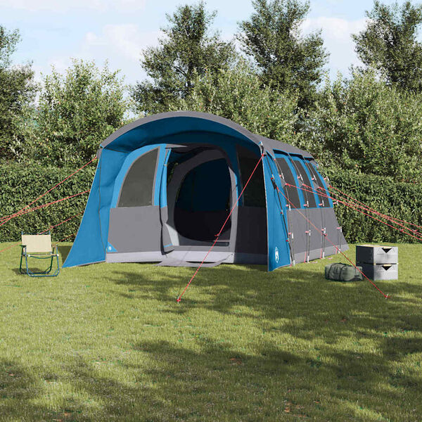vidaXL Family Tent with Roof Blue and Grey 226.77 x 127.95 x 83.86 in