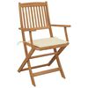 vidaXL Garden Chair Set of 2 Natural wood, Cream Solid Acacia wood