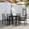 vidaXL Dining Set Black Powder-Coated Steel, PVC hollow rattan, Glass