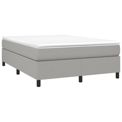 vidaXL Box Spring Bed with Mattress Light Gray 59.8"x79.9" Queen Fabric