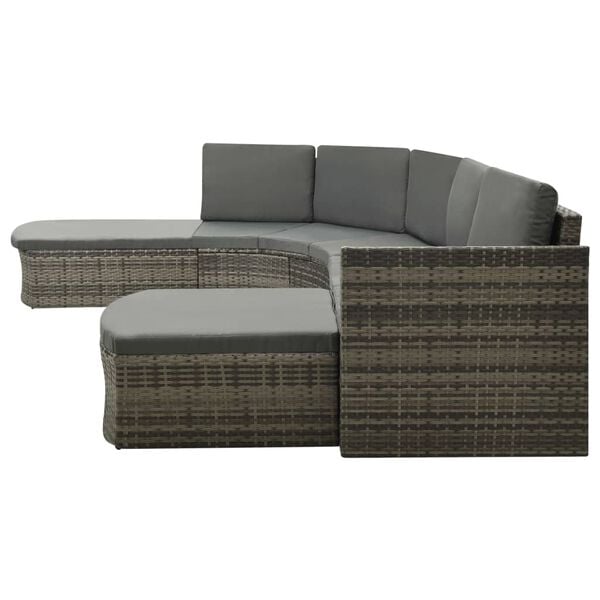 vidaXL Patio Sofa Set of 4 Gray PE rattan Large Waterproof materials