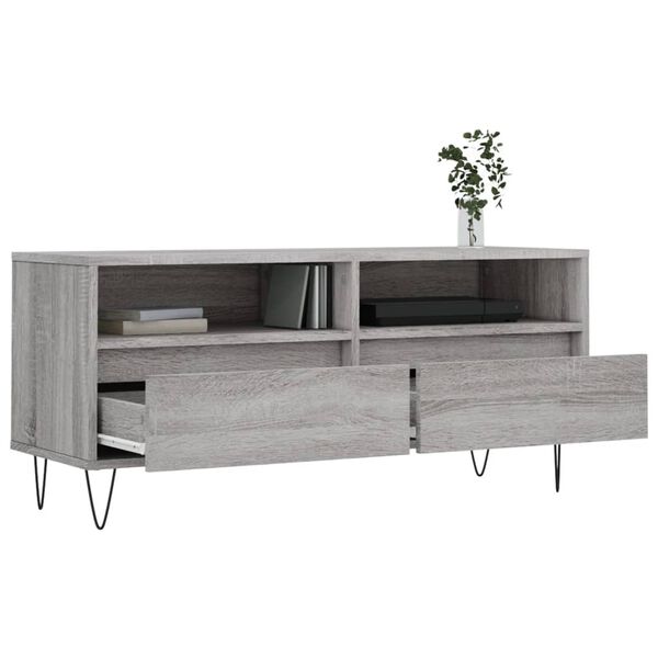 vidaXL TV Cabinet Grey Sonoma Engineered Wood, Iron Medium TV Cabinet