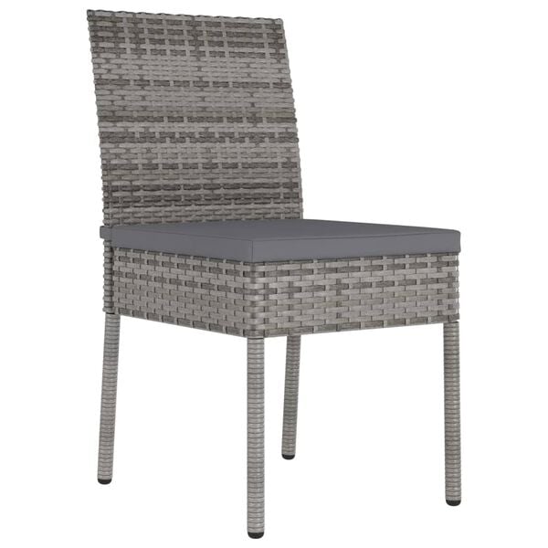vidaXL Dining Chair Set of 2 Grey Poly rattan, powder-coated steel