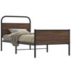vidaXL Bed Frame Brown Oak Steel, Engineered Wood Single Bed Frame