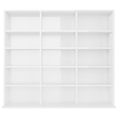 vidaXL CD Cabinet High Gloss White 40.2"x9.1"x35.2" Engineered Wood
