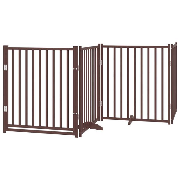 vidaXL Dog Gate Set of 4 Brown oak Solid fir wood 31.5 x 35.4 x 0.8 in