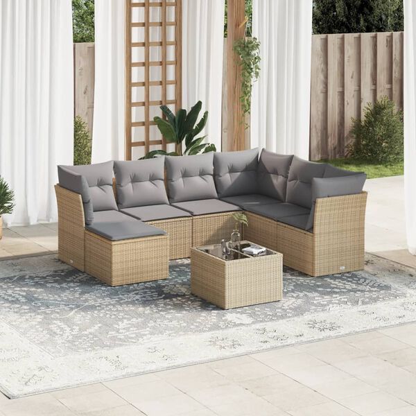 vidaXL Garden Sofa Set Beige, Light Grey