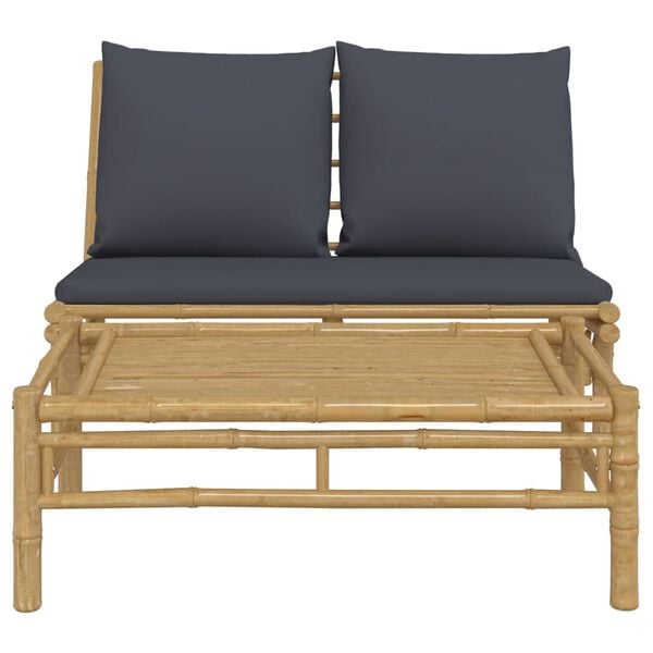 vidaXL Garden Lounge Set Dark grey, Natural Bamboo Bamboo, Polyester