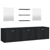 vidaXL Bathroom Furniture Set Black Engineered Wood, Glass Large