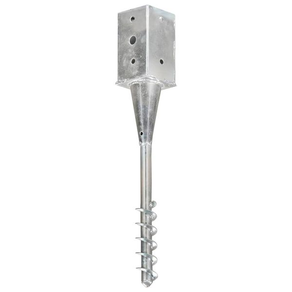 vidaXL Ground Spikes 2 pcs Silver 3.1x3.1x22.4" Galvanised Steel