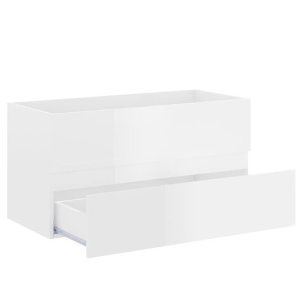 vidaXL Sink Cabinet High Gloss White Engineered Wood Storage