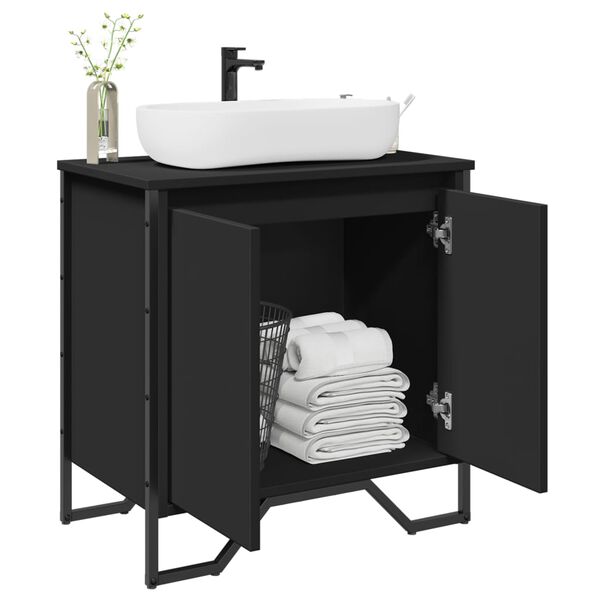 vidaXL Bathroom Sink Cabinet Black Engineered wood Standard