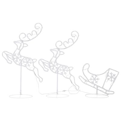 vidaXL Acrylic Christmas Flying Reindeer&Sleigh 102.4"x8.3"x34.3" Warm White