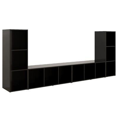 vidaXL TV Cabinets 4 pcs Black 42.1"x13.8"x14.6" Engineered Wood