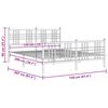 vidaXL Bed Frame White Steel 59 x 79 in Bed Frame Rectangular