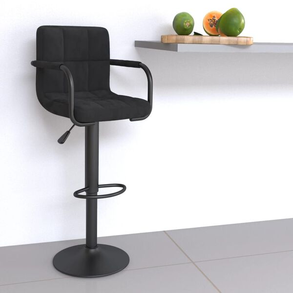 vidaXL Bar Stool Black Powder coated steel, velvet Adjustable Bar Stool