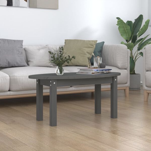 vidaXL Coffee Table Grey Solid pine wood Standard Durable Coffee Table