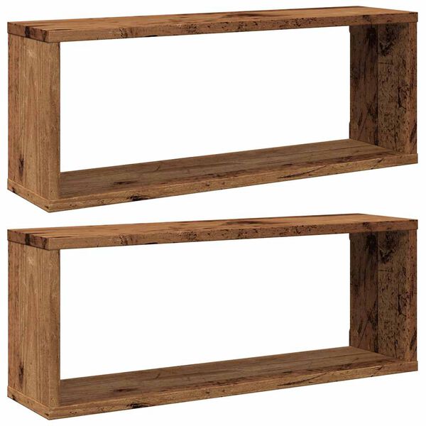 vidaXL Wall Cube Shelf Set of 2 Old Wood Engineered Wood