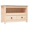 vidaXL TV Cabinet Natural wood Solid Pine Wood, Metal Medium TV Cabinet