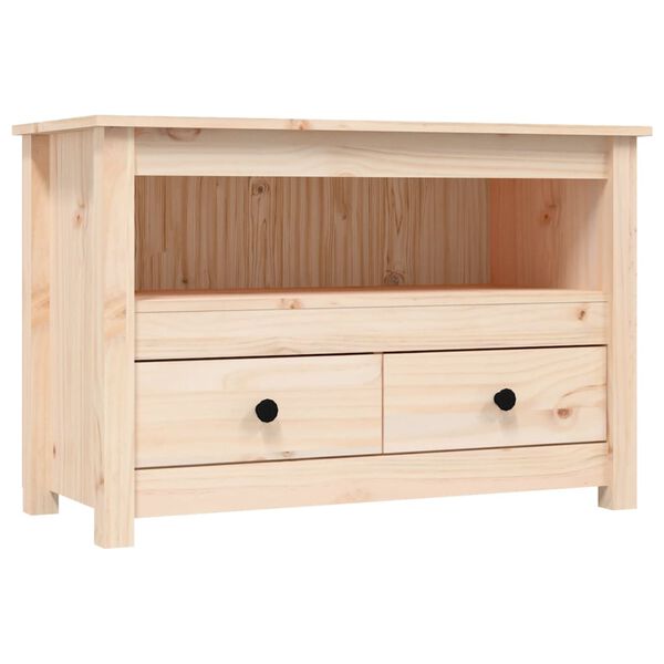 vidaXL TV Cabinet Natural wood Solid Pine Wood, Metal Medium TV Cabinet