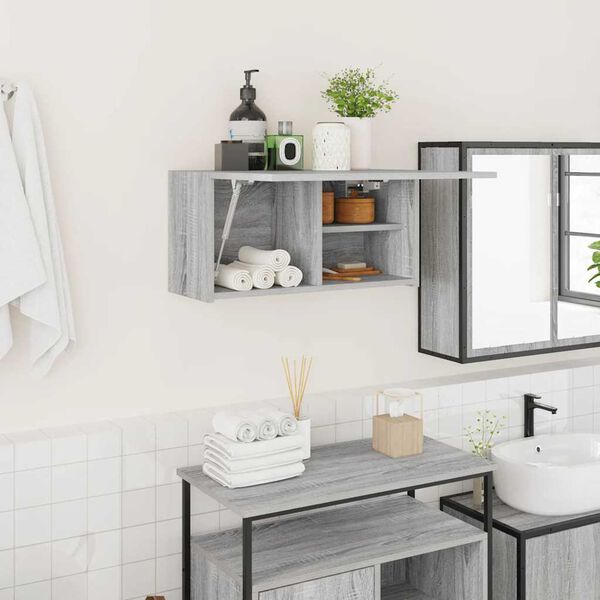 vidaXL Bathroom Wall Cabinet Gray Sonoma Engineered Wood