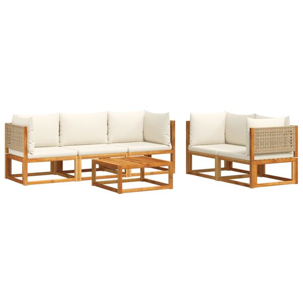 vidaXL Garden Sofa Set Beige Solid acacia wood