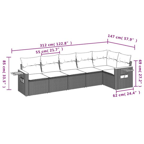 vidaXL Garden Sofa Set Grey PE rattan Large Modular Garden Sofa Set