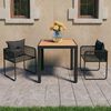 vidaXL Dining Set Black PVC Rattan Durable 3 Piece Patio Dining Set