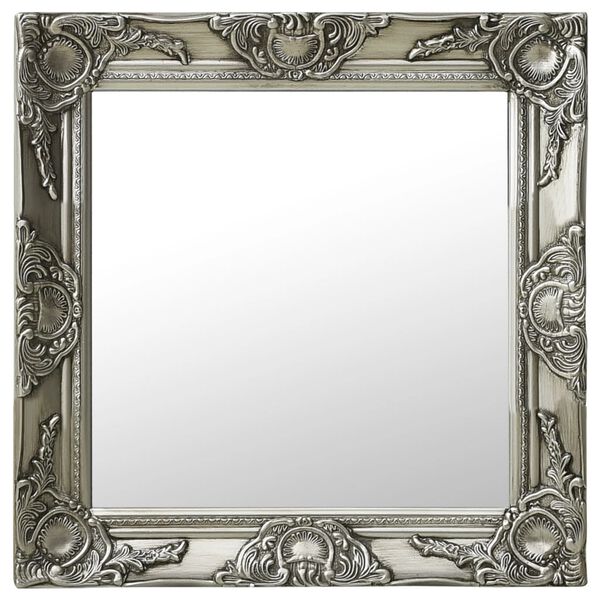 vidaXL Wall Mirror Silver Wood, glass, and engineered wood