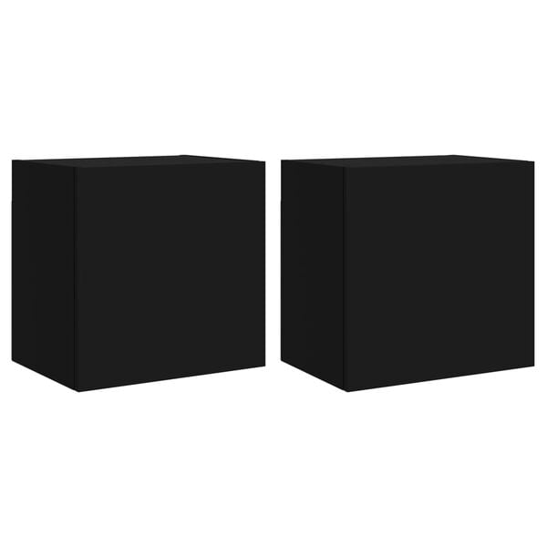 vidaXL TV Wall Cabinet Set of 2 Black Engineered wood Medium