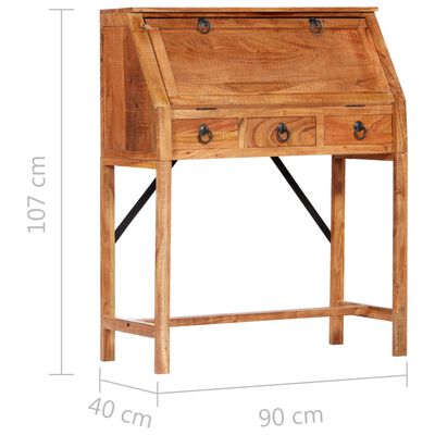 vidaXL Writing Desk 17.8"x15.7"x42.1" Solid Acacia Wood