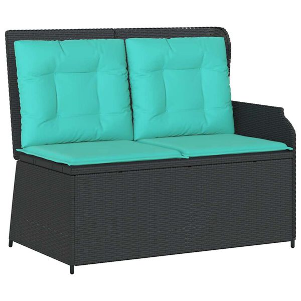 vidaXL Garden Bench with Cushion Black Poly rattan