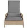 vidaXL Patio Sun Lounger Beige PE Rattan, Powder-Coated Steel Extra Long