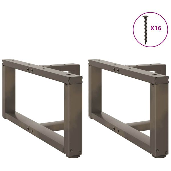 vidaXL Coffee Table Legs T-Shaped&nbsp;2 pcs Natural Steel 23.6 x 9.8 x (11.8-12.2) " Steel