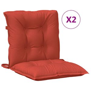vidaXL Lowback Chair Cushion Set of 2 Melange Red 100% polyester