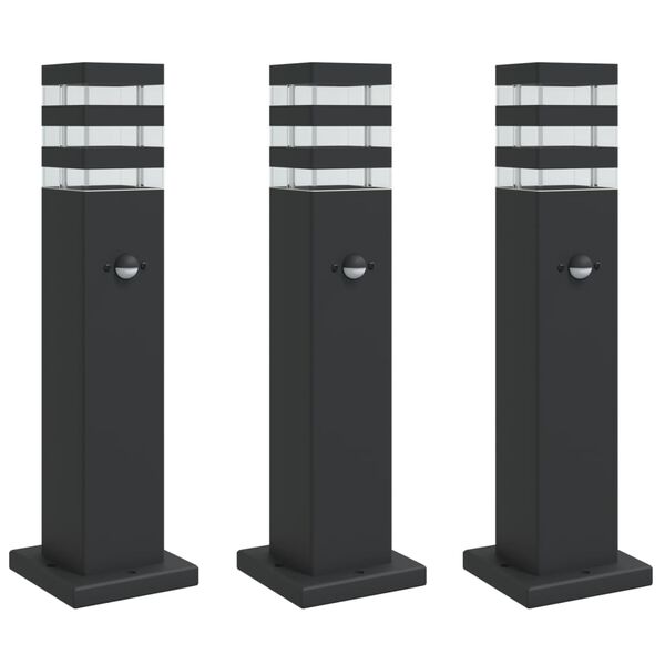 vidaXL Outdoor Floor Lamp Set of 3 Black Die-cast Aluminum, PC Medium