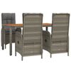 vidaXL Garden Dining Set Grey PE rattan 5 Piece Set Adjustable Armrests