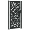 vidaXL Garden Gate Black 39.4x78.7" Steel Flame  Design