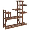 vidaXL Flower Stand Carbonized brown Carbonized solid fir wood Tall